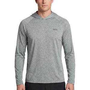 image:imageEddie Bauer Mens Hooded Long Sleeve Rash Guard Shirt  Sun Protection Lightweight Quick Dry Hoodie with Stretch Loose FitHeather  Grey