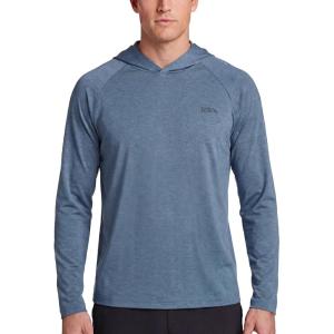 image:imageEddie Bauer Mens Hooded Long Sleeve Rash Guard Shirt  Sun Protection Lightweight Quick Dry Hoodie with Stretch Loose FitHeather  Tile Blue