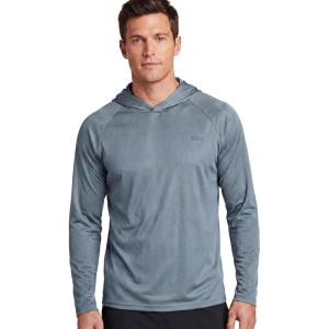 image:imageEddie Bauer Mens Hooded Long Sleeve Rash Guard Shirt  Sun Protection Lightweight Quick Dry Hoodie with Stretch Loose FitHoneycomb  Chambray Blue