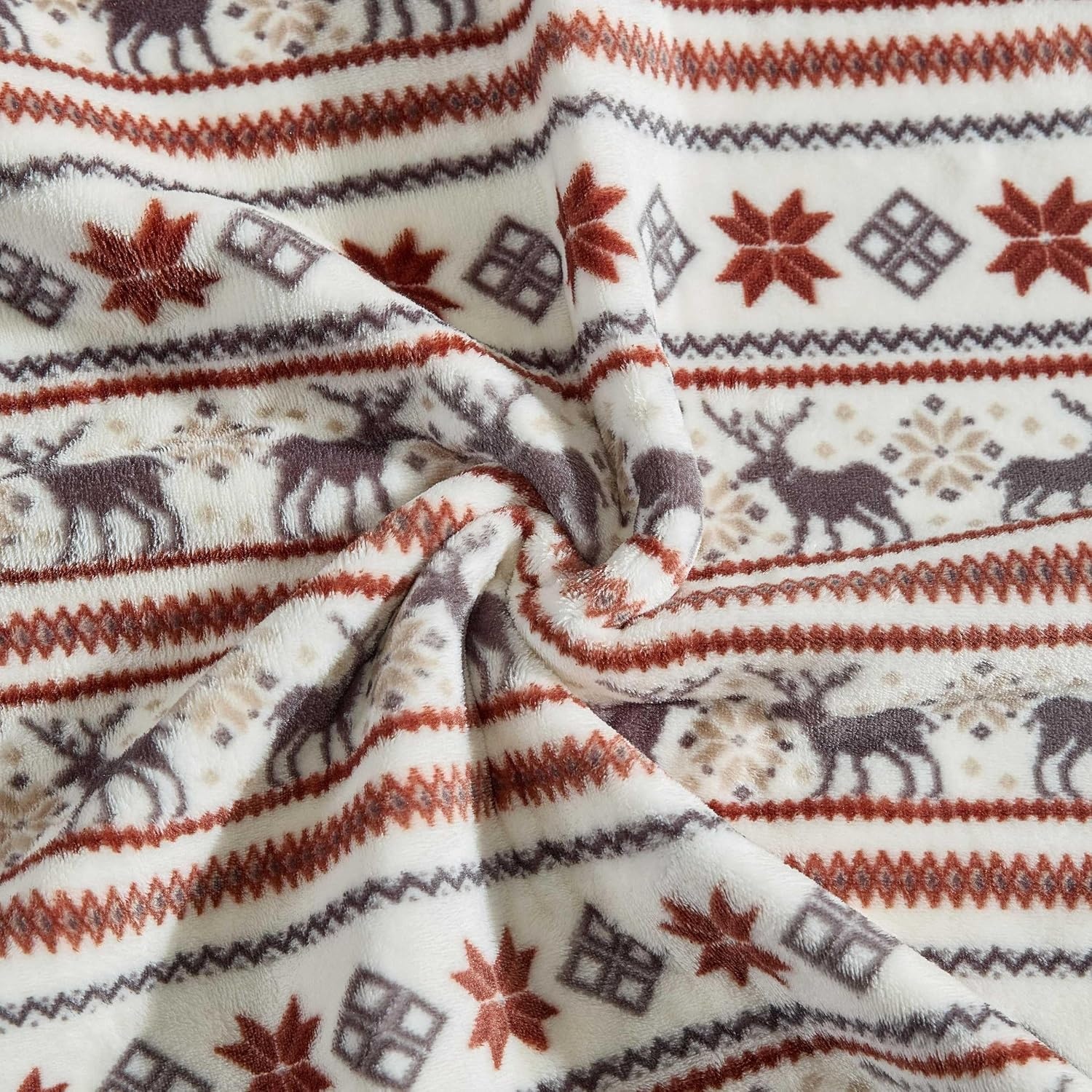 image:imageEddie Bauer  Oversized Throw Blanket 60x70 Reversible Plush Blanket for Couch or Bed Plaid Room Decor Morning Dew GreyDeerNorthern Snowflakes Beige