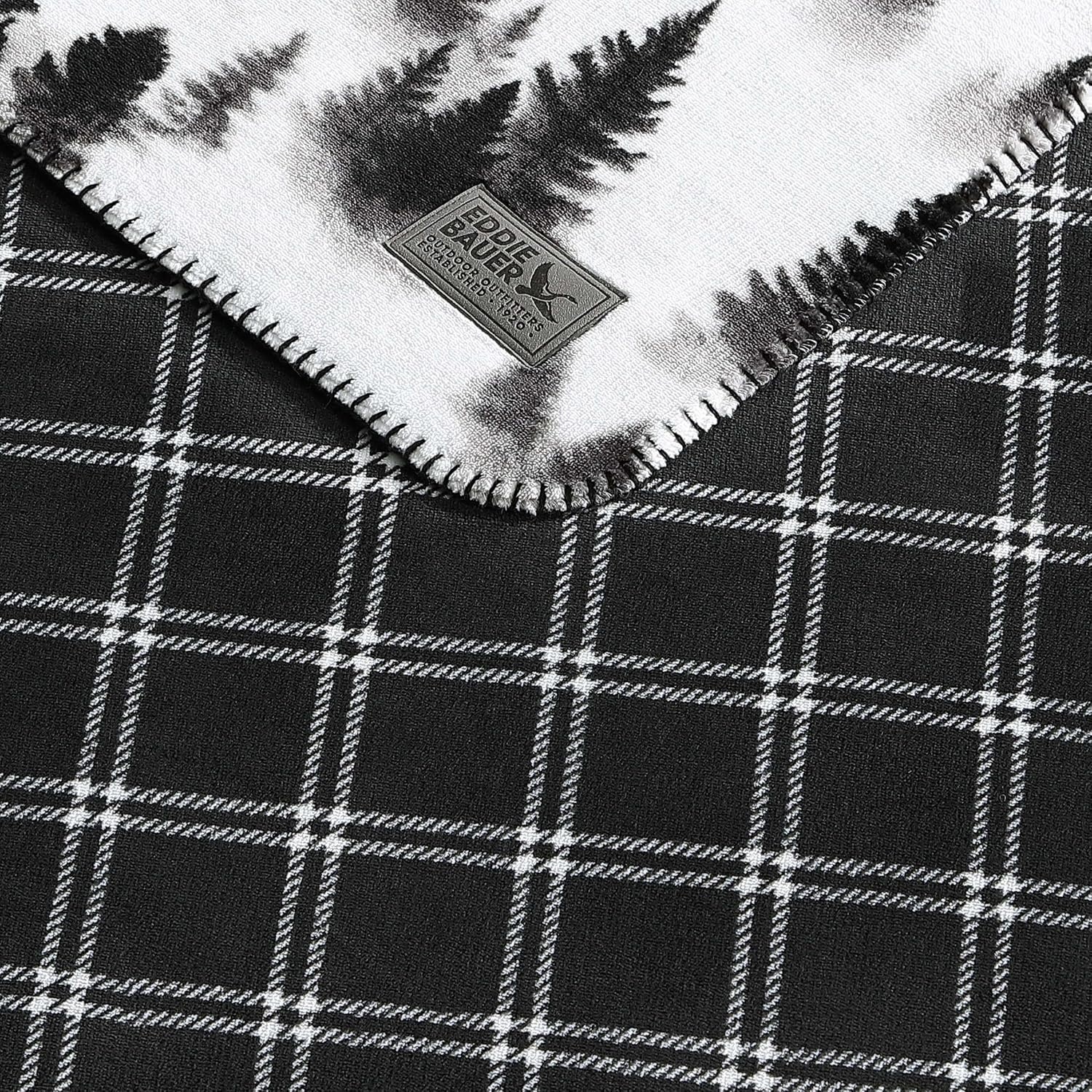 image:imageEddie Bauer  Oversized Throw Blanket 60x70 Reversible Plush Blanket for Couch or Bed Plaid Room Decor Morning Dew GreySpruce Mist Morning Dew Grey