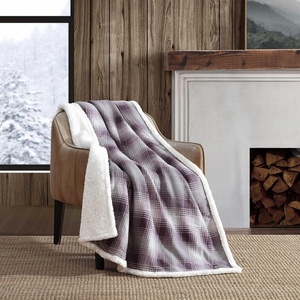 image:imageEddie Bauer  Oversized Throw Blanket 50x70 Reversible Plush Blanket for Couch or Bed Animal Print Room Decor Goose Sweater GreenNordic Plaid Purple