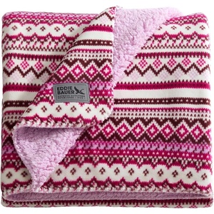image:imageEddie Bauer  Oversized Throw Blanket 50x70 Reversible Plush Blanket for Couch or Bed Animal Print Room Decor Goose Sweater GreenShelton Fair Isle Purple