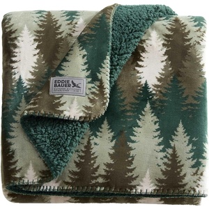 image:imageEddie Bauer  Oversized Throw Blanket 50x70 Reversible Plush Blanket for Couch or Bed Animal Print Room Decor Goose Sweater GreenStepped Pines Green