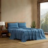 image:imageEddie Bauer  King Flannel Sheet Set Soft Brushed Cotton Bedding with Matching Pillowcases Fully Elastic Fitted Sheet Deep Pocket Bed Set Breathable AllSeason Comfort Rugged Plaid PurpleDog Sweater Stripe Blue