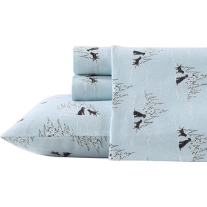 image:imageEddie Bauer  King Flannel Sheet Set Soft Brushed Cotton Bedding with Matching Pillowcases Fully Elastic Fitted Sheet Deep Pocket Bed Set Breathable AllSeason Comfort Rugged Plaid PurpleDog Friends Blue