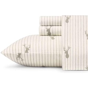 image:imageEddie Bauer  King Flannel Sheet Set Soft Brushed Cotton Bedding with Matching Pillowcases Fully Elastic Fitted Sheet Deep Pocket Bed Set Breathable AllSeason Comfort Rugged Plaid PurpleDeer Lodge