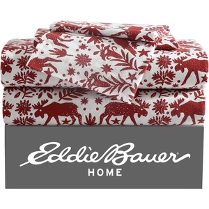 image:imageEddie Bauer  King Flannel Sheet Set Soft Brushed Cotton Bedding with Matching Pillowcases Fully Elastic Fitted Sheet Deep Pocket Bed Set Breathable AllSeason Comfort Rugged Plaid PurpleArcadia Red