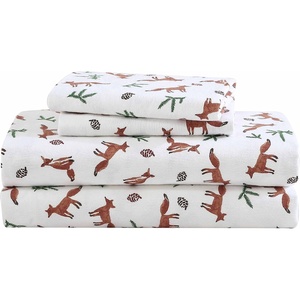 image:imageEddie Bauer  King Flannel Sheet Set Soft Brushed Cotton Bedding with Matching Pillowcases Fully Elastic Fitted Sheet Deep Pocket Bed Set Breathable AllSeason Comfort Rugged Plaid PurpleFox Trail Orange