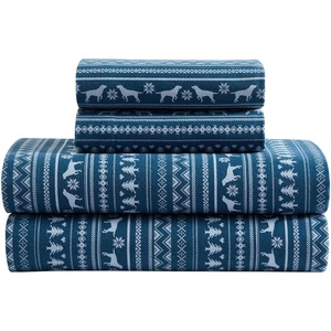 image:imageEddie Bauer  King Flannel Sheet Set Soft Brushed Cotton Bedding with Matching Pillowcases Fully Elastic Fitted Sheet Deep Pocket Bed Set Breathable AllSeason Comfort Rugged Plaid PurpleDog Sweater Stripe Blue
