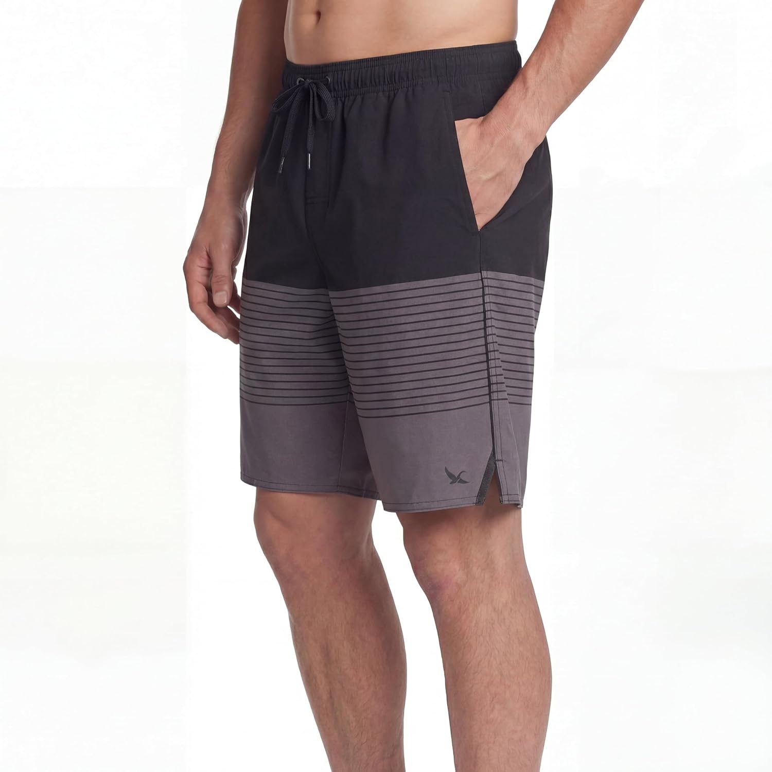 image:imageEddie Bauer Mens UPF 50 7 Volley Swim Trunks with Comfort Short Liner Quick Dry Fabric with Elastic Waist and DrawcordColorblock  Rich Black