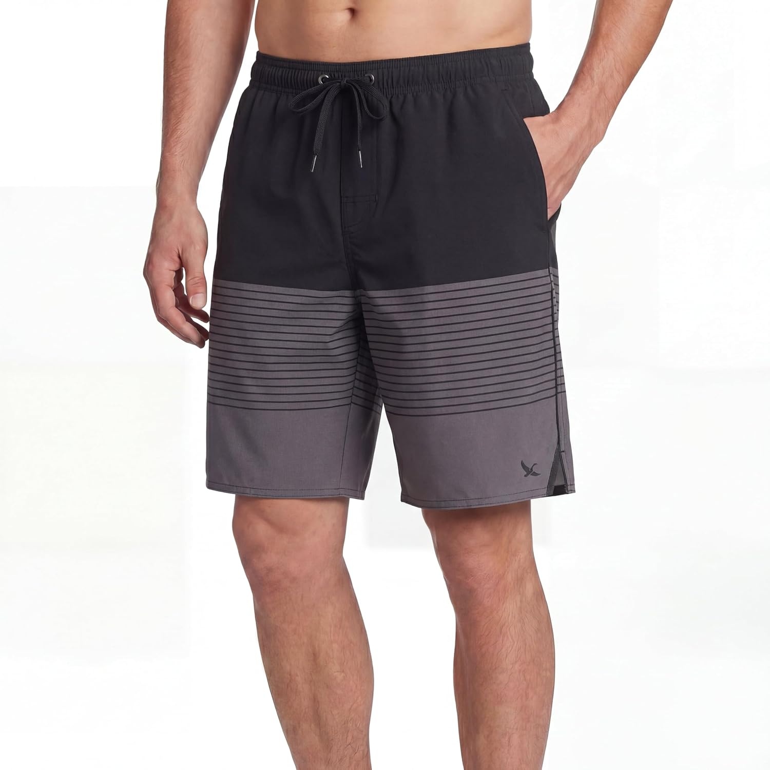 image:imageEddie Bauer Mens UPF 50 7 Volley Swim Trunks with Comfort Short Liner Quick Dry Fabric with Elastic Waist and DrawcordColorblock  Rich Black