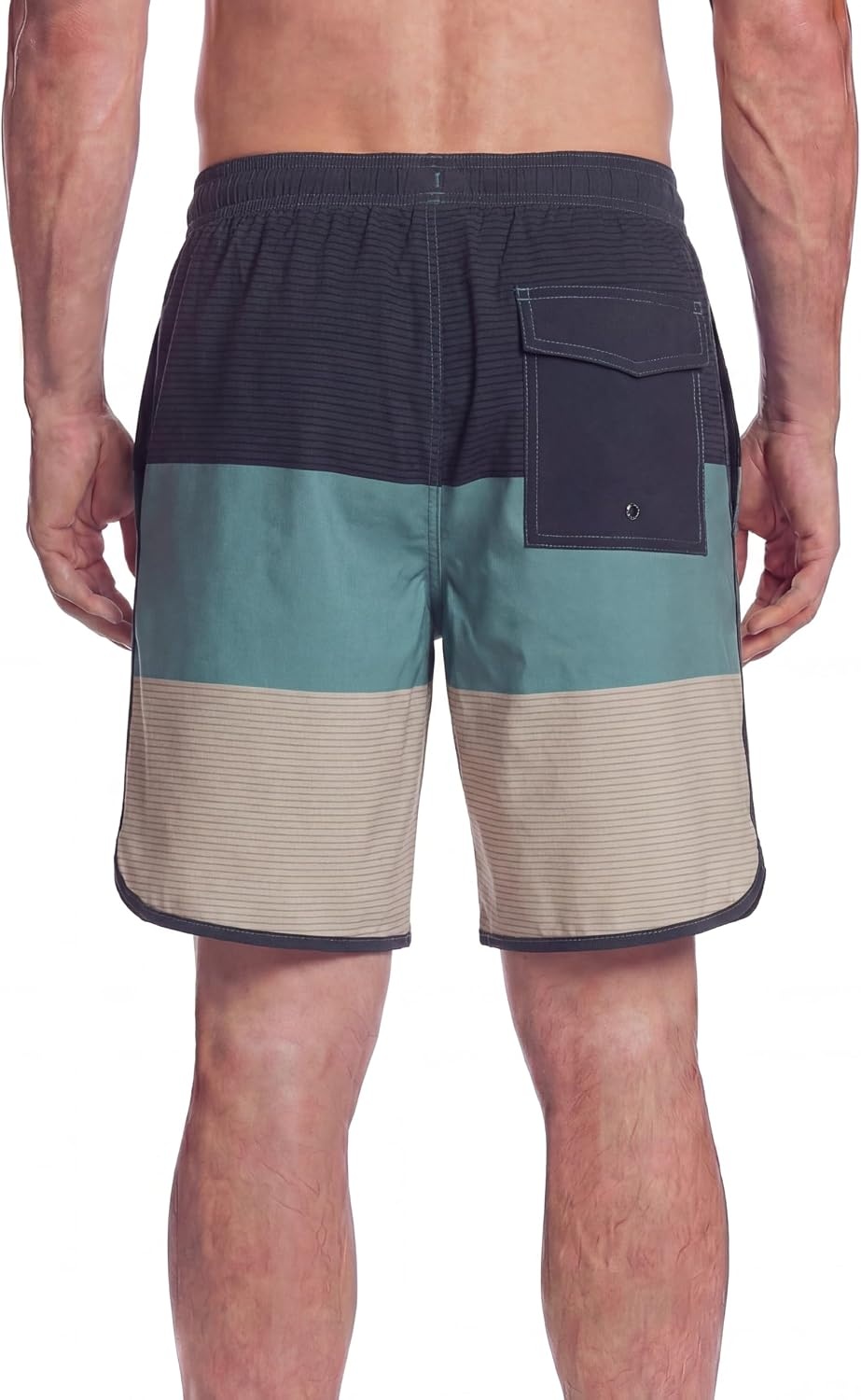 image:imageEddie Bauer Mens UPF 50 7 Volley Swim Trunks with Comfort Short Liner Quick Dry Fabric with Elastic Waist and DrawcordStripe Colorblock  Storm