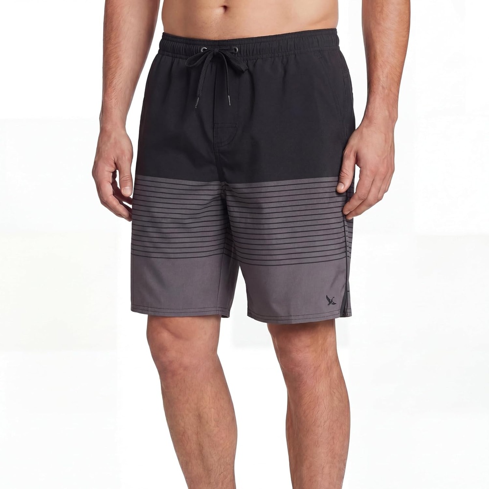 image:imageEddie Bauer Mens UPF 50 7 Volley Swim Trunks with Comfort Short Liner Quick Dry Fabric with Elastic Waist and DrawcordColorblock  Rich Black