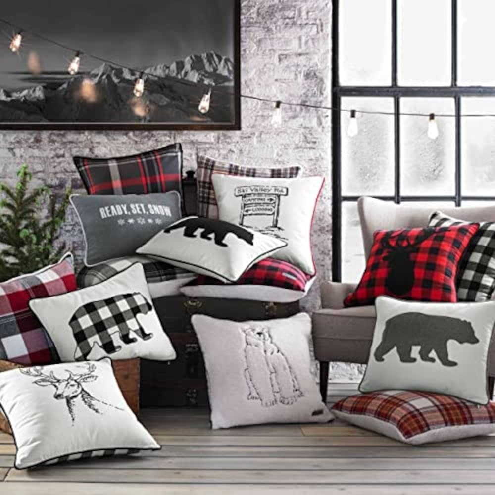 image:imageEddie Bauer  Throw Pillow Soft Decorative Pillow for Bed or Couch Christmas Decorations 20 x 20 Holiday Truck TreeWinter Morning Stag
