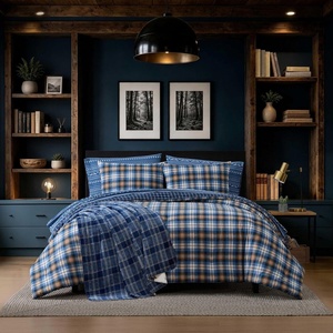 image:imageEddie Bauer  Cotton Flannel Twin Comforter with Sham Reversible PlaidHalifax Blue