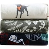 image:imageEddie Bauer  Plush Twin Blanket Striped amp Soft Blanket for Bed or CouchDogs With Scarves Grey