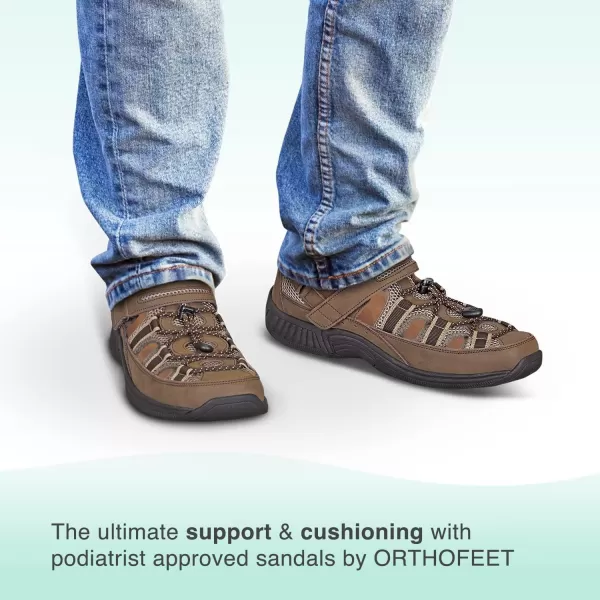 Orthofeet Men's Orthopedic Brown Leather Clearwater Sandals