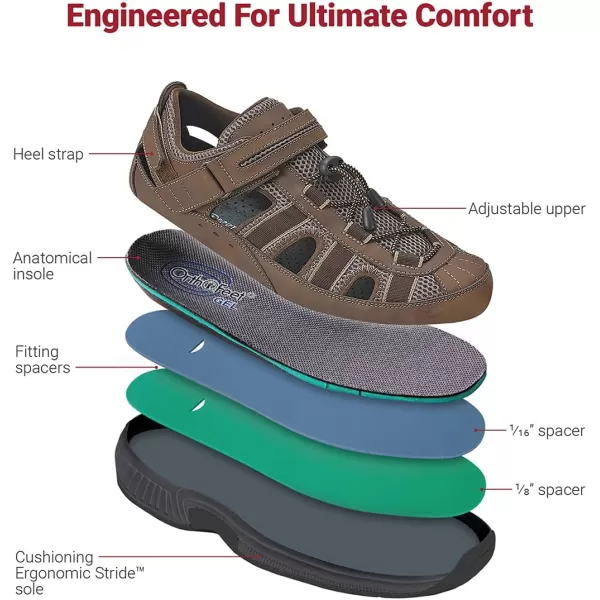 Orthofeet Men's Orthopedic Brown Leather Clearwater Sandals