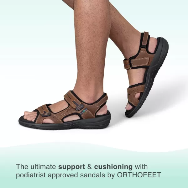 Orthofeet Men's Orthopedic Leather Gemini Adjustable Sandals