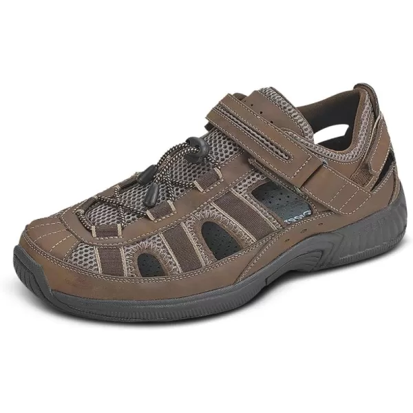 Orthofeet Men's Orthopedic Brown Leather Clearwater Sandals