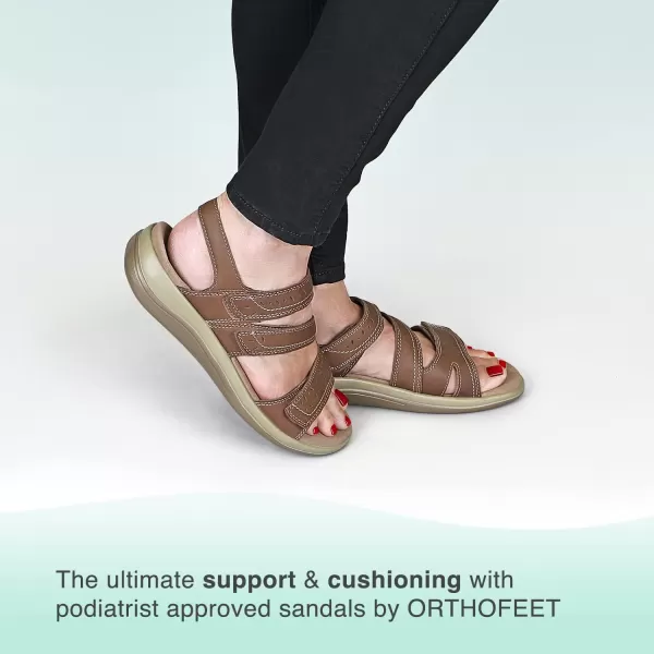 Orthofeet Women's Orthopedic Leather Adjustable Naxos Sandals