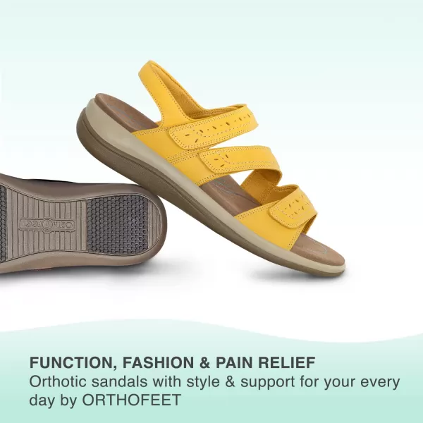 Orthofeet Women's Orthopedic Leather Adjustable Naxos Sandals