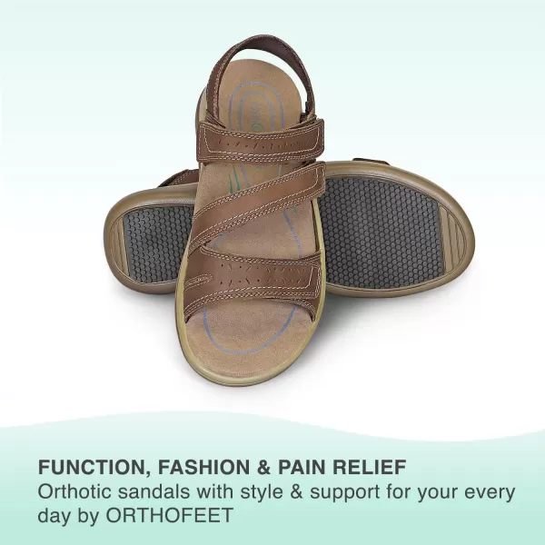 Orthofeet Women's Orthopedic Leather Adjustable Naxos Sandals