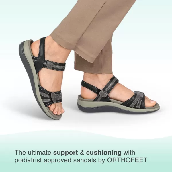 Orthofeet Women's Orthopedic Leather Adjustable Paloma Sandals