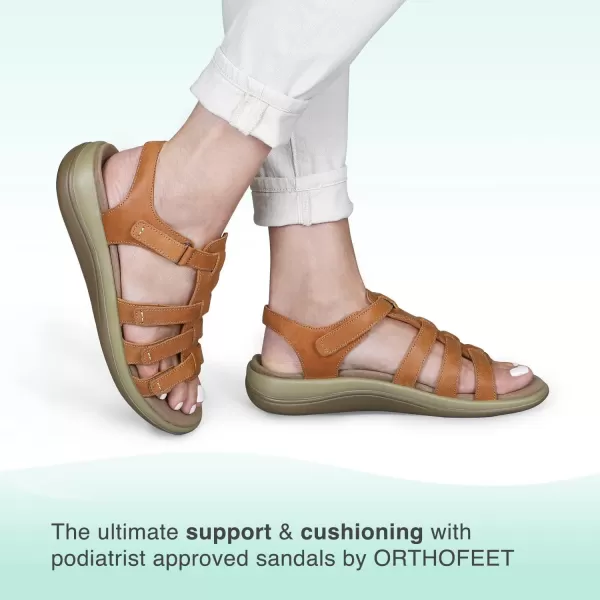 Orthofeet Women's Orthopedic Leather Amalfi Adjustable Sandals