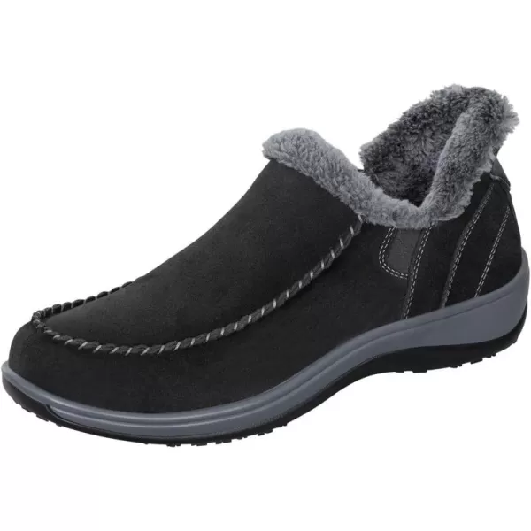 Orthofeet Women's Orthopedic Black Leather Lorin Hands-Free Slipper