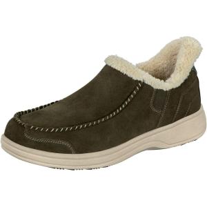 imageOrthofeet Mens Orthopedic Leather Vito HandsFree SlipperDark Olive