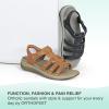 imageOrthofeet Womens Orthopedic Camel Leather Amalfi Adjustable Sandals Size 9 WideBlack