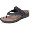 imageOrthofeet Mens Orthopedic Leather Eldorado FlipFlop SandalsBlack