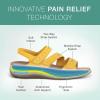imageOrthofeet Womens Orthopedic Leather Adjustable Naxos SandalsYellow