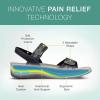 imageOrthofeet Womens Orthopedic Leather Adjustable Paloma SandalsBlack