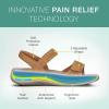 imageOrthofeet Womens Orthopedic Leather Adjustable Paloma SandalsCamel