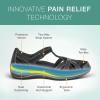 imageOrthofeet Womens Orthopedic Leather Juno ClosedToe SandalsBlack