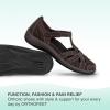 imageOrthofeet Womens Orthopedic Leather Juno ClosedToe SandalsChocolate