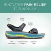imageOrthofeet Womens Orthopedic Leather Malibu Adjustable SandalsBlack