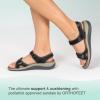 imageOrthofeet Womens Orthopedic Leather Malibu Adjustable SandalsBlack