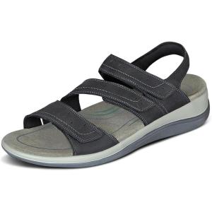 imageOrthofeet Womens Orthopedic Leather Adjustable Naxos SandalsBlack