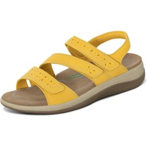 imageOrthofeet Womens Orthopedic Leather Adjustable Naxos SandalsYellow