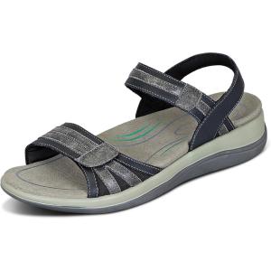 imageOrthofeet Womens Orthopedic Leather Adjustable Paloma SandalsBlack