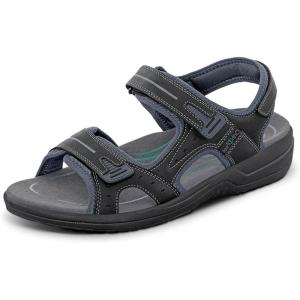imageOrthofeet Mens Orthopedic Leather Gemini Adjustable SandalsBlack