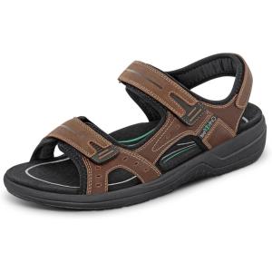 imageOrthofeet Mens Orthopedic Leather Gemini Adjustable SandalsBrown