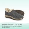 imageOrthofeet Womens Orthopedic Leather Lorin HandsFree SlipperGrey
