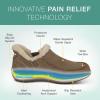 imageOrthofeet Womens Orthopedic Leather Lorin HandsFree SlipperLight Brown