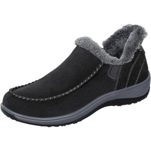 imageOrthofeet Womens Orthopedic Leather Lorin HandsFree SlipperBlack