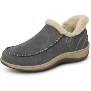 imageOrthofeet Womens Orthopedic Leather Lorin HandsFree SlipperGrey